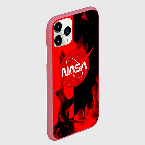 Чехол iPhone 11 Pro матовый NASA красный огонь / 3D-Малиновый – фото 2