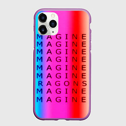Чехол iPhone 11 Pro матовый Imagine Dragons neon rock, цвет: 3D-фиолетовый