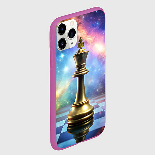 Чехол iPhone 11 Pro матовый Золотой король - шахматы / 3D-Фиолетовый – фото 2