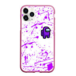 Чехол iPhone 11 Pro матовый Among us neon colors game, цвет: 3D-малиновый