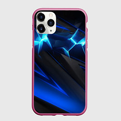 Чехол iPhone 11 Pro матовый Абстракция синяя из градиента и линий