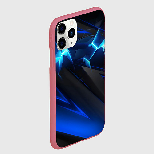 Чехол iPhone 11 Pro матовый Абстракция синяя из градиента и линий / 3D-Малиновый – фото 2