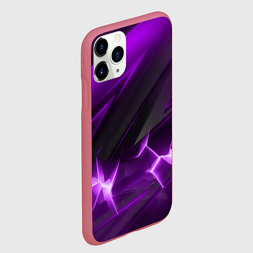 Чехол iPhone 11 Pro матовый Фиолетовая объемная абстракция / 3D-Малиновый – фото 2