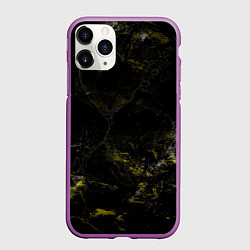 Чехол iPhone 11 Pro матовый Потертая желтая текстура, цвет: 3D-фиолетовый