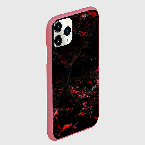 Чехол iPhone 11 Pro матовый Потертая красная текстура / 3D-Малиновый – фото 2