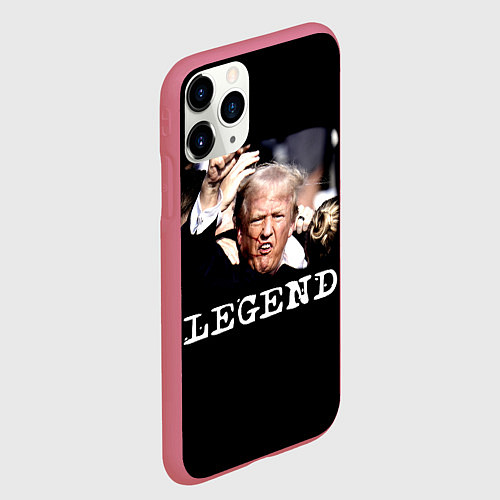 Чехол iPhone 11 Pro матовый Мем Трамп после покушения: легенда / 3D-Малиновый – фото 2