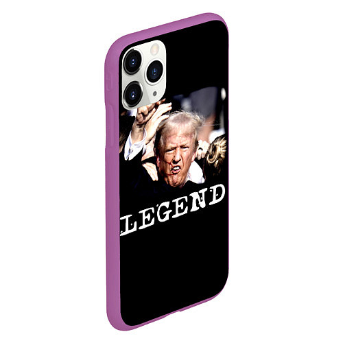 Чехол iPhone 11 Pro матовый Мем Трамп после покушения: легенда / 3D-Фиолетовый – фото 2