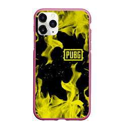 Чехол iPhone 11 Pro матовый PUBG жёлтый огонь, цвет: 3D-малиновый