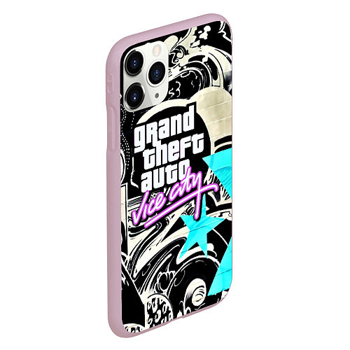 Чехол iPhone 11 Pro матовый GTA vice city grafiti / 3D-Розовый – фото 2