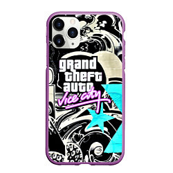 Чехол iPhone 11 Pro матовый GTA vice city grafiti, цвет: 3D-фиолетовый