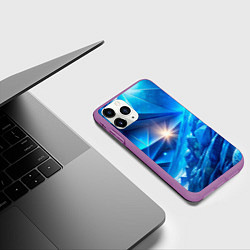Чехол iPhone 11 Pro матовый Синяя объемная абстракция со вспышкой, цвет: 3D-фиолетовый — фото 2