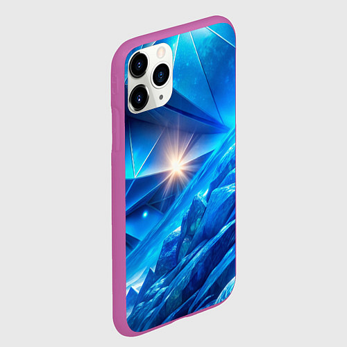 Чехол iPhone 11 Pro матовый Синяя объемная абстракция со вспышкой / 3D-Фиолетовый – фото 2