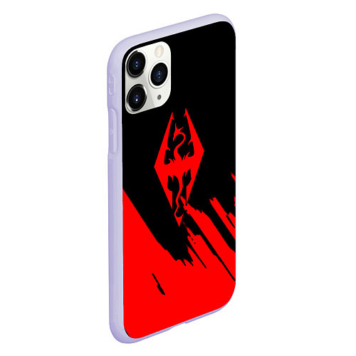 Чехол iPhone 11 Pro матовый The elder scrolls красные штрихи / 3D-Светло-сиреневый – фото 2