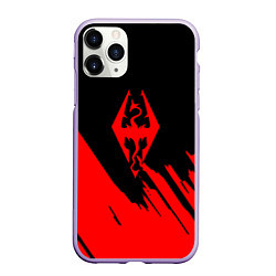 Чехол iPhone 11 Pro матовый The elder scrolls красные штрихи, цвет: 3D-светло-сиреневый