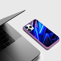 Чехол iPhone 11 Pro матовый Яркие неоновые геометрические линии, цвет: 3D-фиолетовый — фото 2