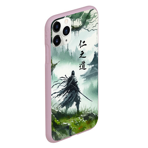 Чехол iPhone 11 Pro матовый Samurai - ghost of Tsushima / 3D-Розовый – фото 2