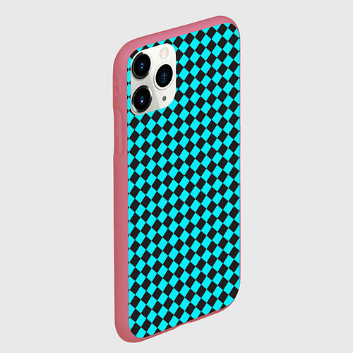 Чехол iPhone 11 Pro матовый Паттерн клеточка / 3D-Малиновый – фото 2