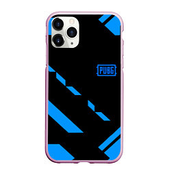 Чехол iPhone 11 Pro матовый PUBG blue geometry, цвет: 3D-розовый