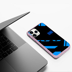 Чехол iPhone 11 Pro матовый PUBG blue geometry, цвет: 3D-розовый — фото 2