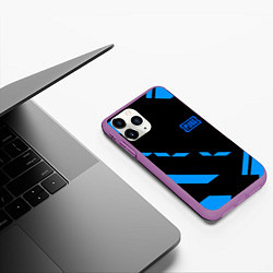 Чехол iPhone 11 Pro матовый PUBG blue geometry, цвет: 3D-фиолетовый — фото 2