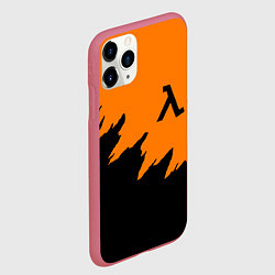 Чехол iPhone 11 Pro матовый Half life чёрно оранжевый, цвет: 3D-малиновый — фото 2