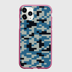 Чехол iPhone 11 Pro матовый Пиксельный стиль камуфляж, цвет: 3D-малиновый