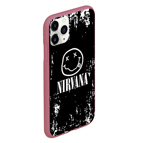 Чехол iPhone 11 Pro матовый Nirvana teddy / 3D-Малиновый – фото 2