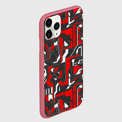 Чехол iPhone 11 Pro матовый Абстракция геометрический паттерн, цвет: 3D-малиновый — фото 2