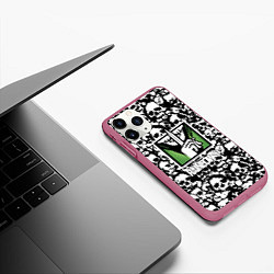 Чехол iPhone 11 Pro матовый Rainbow six pattern skull, цвет: 3D-малиновый — фото 2