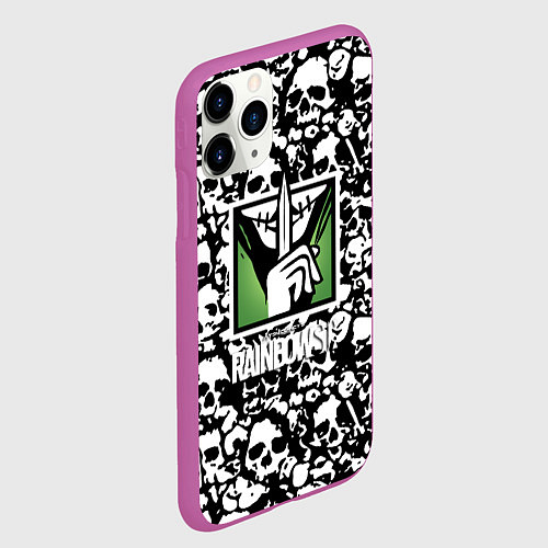 Чехол iPhone 11 Pro матовый Rainbow six pattern skull / 3D-Фиолетовый – фото 2