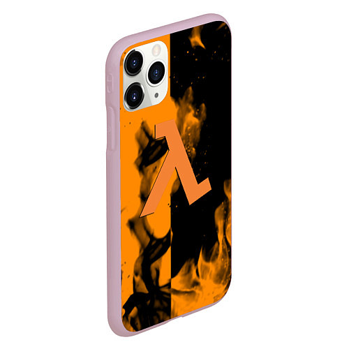 Чехол iPhone 11 Pro матовый Half life fire orange / 3D-Розовый – фото 2