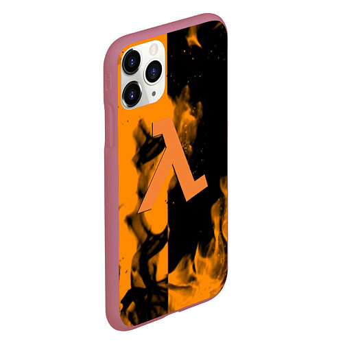 Чехол iPhone 11 Pro матовый Half life fire orange / 3D-Малиновый – фото 2