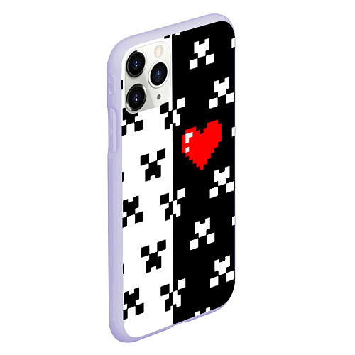 Чехол iPhone 11 Pro матовый Minecraft pattern love / 3D-Светло-сиреневый – фото 2