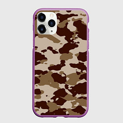 Чехол iPhone 11 Pro матовый Коричневый камуфляж текстура, цвет: 3D-фиолетовый