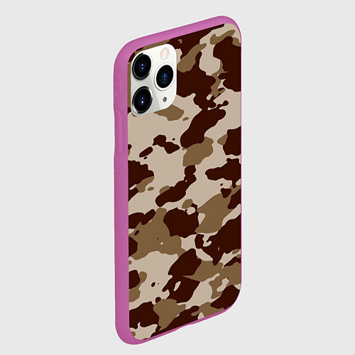 Чехол iPhone 11 Pro матовый Коричневый камуфляж текстура / 3D-Фиолетовый – фото 2