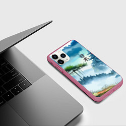 Чехол iPhone 11 Pro матовый Японский пейзаж - акварель живопись, цвет: 3D-малиновый — фото 2