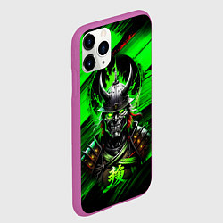 Чехол iPhone 11 Pro матовый Самурай зеленый яркий фон, цвет: 3D-фиолетовый — фото 2