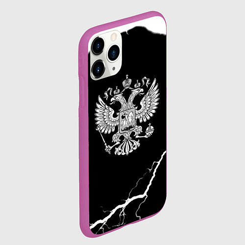 Чехол iPhone 11 Pro матовый Герб РФ шторм / 3D-Фиолетовый – фото 2
