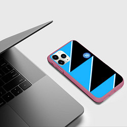 Чехол iPhone 11 Pro матовый Napoli fc geometry blue, цвет: 3D-малиновый — фото 2