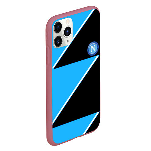 Чехол iPhone 11 Pro матовый Napoli fc geometry blue / 3D-Малиновый – фото 2