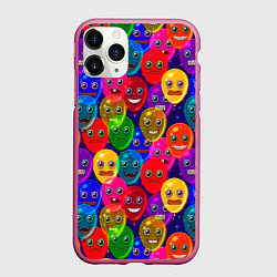 Чехол iPhone 11 Pro матовый Шары монстры, цвет: 3D-малиновый