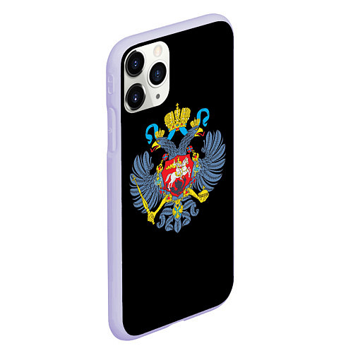 Чехол iPhone 11 Pro матовый Имперский двуглавый герб / 3D-Светло-сиреневый – фото 2