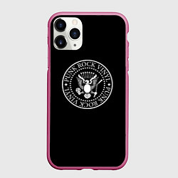 Чехол iPhone 11 Pro матовый Ramones logo rock, цвет: 3D-малиновый