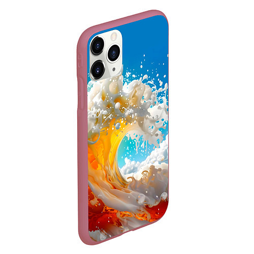 Чехол iPhone 11 Pro матовый Море пива - большая волна / 3D-Малиновый – фото 2