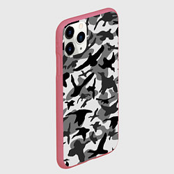Чехол iPhone 11 Pro матовый Камуфляж птицы чёрный, цвет: 3D-малиновый — фото 2