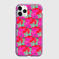 Чехол iPhone 11 Pro матовый Красные синие желтые цветы лилии, цвет: 3D-фиолетовый