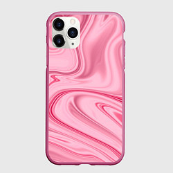 Чехол iPhone 11 Pro матовый Розовые разводы, цвет: 3D-малиновый