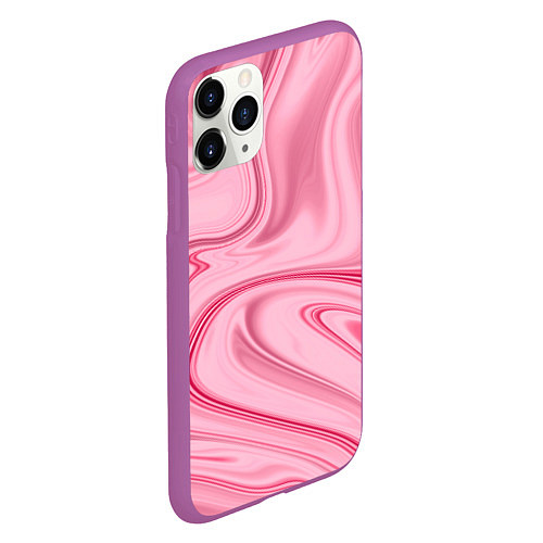 Чехол iPhone 11 Pro матовый Розовые разводы / 3D-Фиолетовый – фото 2