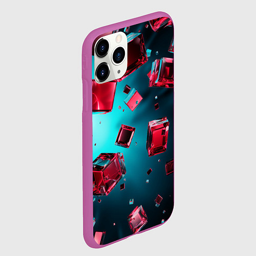 Чехол iPhone 11 Pro матовый Взрыв из камней / 3D-Фиолетовый – фото 2