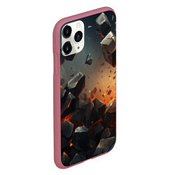 Чехол iPhone 11 Pro матовый Эпичный взрыв из камней, цвет: 3D-малиновый — фото 2